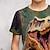billige Topper-Gutt 3D Dinosaur T-skjorte Skjorter Kortermet 3D-utskrift Sommer Aktiv Sport Mote Polyester Barn 3-12 år Crew-hals utendørs Avslappet Daglig Normal