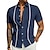 abordables Camisas Guayaberas de Hombre-Hombre Camisa Camisa Guayabera Abotonar la camisa Camisa casual Camisa de verano Azul Marino Azul Piscina Color Caquí Manga Corta Plano Cuello Diario Vacaciones Ropa Moda Casual Cómodo