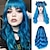 cheap Costume Wigs-Blue Wig with Bangs Long Wavy Blue Wig with Air Bangs Synthetic Wigs for Women Curly Wigs for Daily Party Cosplay 24 inch