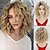 cheap Older Wigs-Layered Short Ombre Blonde Wavy Bob Wigs for Women Mid-length Blonde Curly Wig Synthetic Natural Looking Daily Party Wig