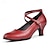abordables Chaussures de bal, de danse moderne-Femme Chaussures Modernes Intérieur Danse de Salon Valse Talon Talon Cubain Boucle Adulte Noir Rouge Foncé Argent
