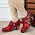 זול נעלי עקב לנשים-בגדי ריקוד נשים עקבים משאבות נעליים בעבודת יד נעלי וינטג&#039; מפלגה גיאומטרי עקב גביע בוהן עגולה אלגנטית וינטאג&#039; עור שחור אדום כחול