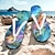 abordables Chaussures à imprimé graphique-Femme Chaussons Tongs Imprimer des chaussures Tongs Pantoufles de plage du quotidien Vacances Voyage 3D Dégradé de couleur Talon Plat Vacances Mode Décontractées Polyester Noir Blanche