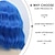 ieftine Peruci Costum-peruci albastre pentru femei peruci ondulate scurte cu breton perucă sintetică colorată ondulată bob peruci cu lungime medie la umăr rezistente la căldură pentru zi cu zi și petreceri albastru