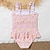 cheap Swimwear-Kids Girls&#039; Swimwear Outdoor Print Bathing Suits 2-12 Years Summer Pink