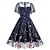 billige Kjoler-1950'erne Retro / vintage Kjoler Festkostume Flare kjole Blomstret Udklædning Dame Jul Halloween Karneval Skolebal Fest Cocktailparty Voksne Kjole Hjemkomstkjoler
