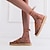 billige Flate sko til kvinner-Dame Sandaler Flate sko Platformsandaler Store størrelser Daglig Snøring Flat hæl Lav hæl Rund Tå Fritid Komfort PU Ankel Stropp Lysebrun