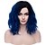 baratos Perucas de festa-Perucas Pretas e Azul para Mulheres Meninas Bob Curto Cacheado com Cabelo Ondulado Ombre Azul Escuro Cabelo Sintético Resistente ao Calor Perucas para Festa Diária Perucas de Halloween
