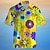 levne pánské havajské košile s klopou-Květinový prázdniny Havajské Pánské Košile Venkovní Havajské Dovolená Léto Přehnutý Krátký rukáv Žlutá Modrá Fialová S M L Košile