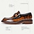 preiswerte Herrenpantoletten &amp; -slipper-Herren Vintage Loafer aus braunem Leder mit Metallschnalle