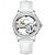 זול שעונים מכאניים-OLEVS נשים שעון מכני אופנתי ריינסטון עסקים שעון יד שלד עמיד במים סגסוגת עור אמיתי שעון