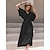 abordables Robes décontractées-Femme Coton robe noire Plein La frange Col V Robe Maxi Uni Bohème Vacances Manche Courte Eté