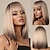 cheap Synthetic Trendy Wigs-Bob Ombre Brown Blonde Wig with Bangs Natural Short Straight Wigs for Women Shoulder Length Synthetic Wigs for Daily Cosplay