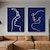 お買い得  抽象画-手描き油絵ネイビーブルー女性スティックフィギュアオリジナル絵画キャンバス特大巨大垂直壁アートリビングルーム寝室ミニマリスト家の装飾