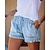 זול מכנסי נשים-בגדי ריקוד נשים שורטים ג&#039;ינס פרנזים כיסי צד קצר לבן קיץ