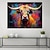 abordables Pinturas de animales-Pintura al óleo de vaca abstracta colorida vibrante pintada a mano sobre lienzo Pintura al óleo de animales de granja rústica pintada a mano decoración de pared de arte pop colores brillantes pintura