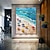 levne Krajinomalby-abstraktní modrá přímořská malba ručně malovaná l plážový olejomalba na vlnách plátna a zlatá plážová malba pro obývací pokoj nástěnné umění velké nástěnné umění