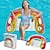 baratos festa de verão havaiano-Poltrona inflável de montagem em arco-íris com lantejoulas de água com rede de sofá flutuante em forma de u espessada e anel de natação