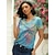 billiga T-shirts för damer-Dam T-shirt Blus Grafisk Världskarta Multifärgad Gata Dagligen Mönster T-shirt Ärm ärtgrön Kortärmad Grundläggande Modern V-hals Sommar