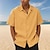 tanie męska koszula zapinana na guziki-Męskie Koszula Koszula z lnu bawełnianego Zapinana na guziki koszula Codzienna koszula Letnia koszula Czarny Biały Żółty Rumiany róż Granatowy Krótki rękaw Równina Klapa Hawajskie Święto Odzież Moda