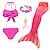 cheap Swimwear-Kids Girls&#039; Five Piece Swimwear Beach Rainbow Cute Monofin Bathing Suits 3-10 Years Summer Purple
