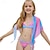 tanie Stroje kąpielowe-Dziewczęcy okrycie plażowe wakacyjny dwuczęściowy strój kąpielowy bikini w gradientowym kolorze, trzyczęściowy strój kąpielowy dla dzieci