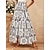 זול חצאית נשים-שמלת מקסי בכיס עם כפתור פרחוני כותנה