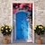 رخيصةأون أغطية الأبواب-أغطية أبواب الأبواب ذات الأزهار الزرقاء، ستارة الباب المزخرفة، لافتة باب خلفية للباب الأمامي، لوازم ديكور حفلات العطلات