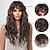 Недорогие Парик из искусственных волос без шапочки-основы-длинные каштановые вьющиеся парики для женщин, парики с глубокими волнами и челкой, синтетические термостойкие парики с мелированием
