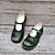 billige Sandaler til kvinder-Dame Sandaler Bullock Sko udendørs Daglig Flade hæle Rund Tå Årgang Klassisk Syntetisk læder Ankel Strop Blå Mørkegrøn Grøn