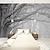 abordables papel tapiz de naturaleza y paisaje-Fondos de pantalla frescos bosque papel tapiz blanco y negro mural de la pared etiqueta de la pared que cubre la impresión despegar y pegar autoadhesivo extraíble bosque secreto pvc / vinilo