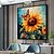 cheap Abstract Paintings-Handmade Oil Painting Canvas Wall Art Decoration Modern Abstract Sunflower for Home Decor Rolled Frameless Unstretched Painting
