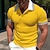 cheap Classic Polo-Men&#039;s Business Polo Golf Shirt Work Casual Lapel Ribbed Polo Collar Short Sleeve Basic Modern Color Block Patchwork Button Spring &amp; Summer Regular Fit Light Yellow Dark red Black White Navy Blue