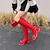 cheap Women&#039;s Boots-Women&#039;s Boots Biker boots Heel Boots Daily Knee High Boots Buckle Chunky Heel Round Toe Fashion Minimalism PU Zipper Black White Red