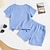 voordelige Sets-2-delig Peuter Jongens T-shirt &amp; shorts Kleding Effen Kleur Korte mouw V-hals Set School Neutrale Modieus Zomer 3-7 jaar blauw