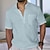 cheap Cotton Linen Shirt-Men&#039;s Shirt Linen Shirt Popover Shirt Summer Shirt Beach Shirt White Pink Blue Short Sleeve Solid Color Band Collar Summer Spring Casual Daily Clothing Apparel