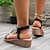 cheap Women&#039;s Sandals-Women&#039;s Sandals Boho Bohemia Beach Daily Cut-out Rhinestone Wedge Peep Toe Bohemia PU Loafer Black Silver