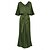 זול שמלה קז&#039;ואל-שמלת סאטן מוצקה עם חגורת קשירה עם צווארון V