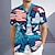 billige Skjorter med tryk til mænd-Flag Afslappet Herre Skjorte Daglig Ferie Sommer Cubansk krave Kort Ærme Blå S, M, L 4-vejs strækstof Skjorte