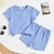 cheap Sets-2 Pieces Toddler Boys T-shirt &amp; Shorts Outfit Solid Color Short Sleeve V Neck Set School Neutral Fashion Summer 3-7 Years Blue