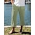 cheap Linen Pants-Men&#039;s Linen Pants Trousers Summer Pants Cropped Pants Beach Pants Drawstring Multi Pocket Plain Breathable Ankle-Length Outdoor Beach Hawaiian Casual White Green