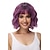 cheap Synthetic Trendy Wigs-Sliver Purple Green Pink Wavy Bob Wig with Bangs Natural Ombre Purple Wig Synthetic Hair Shoulder Length Short Curly Wigs for Women
