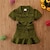 preiswerte Kleider-Baby Mädchen Kleid Feste Farbe Kurzarm Outdoor Casual Täglich Brautkleider schlicht Baumwolle Knielang Casual kleid Sommer 0-5 Jahre Grün Khaki