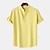 tanie Koszule bawełniane i lniane-Męskie Koszula lniana koszula Codzienna koszula Bawełniana koszulka Czarny Żółty Jasnozielony Krótki rękaw Równina Stójka Lato Ulica Hawajskie Odzież
