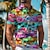 olcso férfi gombos polók-Növények Tropikus Férfi Alkalmi 3D Nyomtatott golf póló Szabadtéri Hétköznapi viselet Vakáció Poliészter Rövid ujjú Térfogatcsökkenés Pólóingek Arcpír rózsaszín Medence Tavaszi nyár S M L