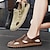 billiga Herrsandaler-mäns lädersandaler handgjorda skor sommarsandaler sandaler med stängd tå promenader avslappnad daglig strand andas bekväm slip-on mörkröd svart khaki