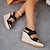 baratos Sandálias de mulher-sandálias de cunha feminina sandálias plataforma plus size fivela dedo do pé aberto diário casual malha preto