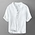 levne Bavlněné lněné košile-Pánské Košile plátěná košile Košile pro volný čas Bavlněná košile Černá Bílá Khaki Krátký rukáv Bez vzoru Do V Léto ulice Havajské Oblečení Tlačítko dolů