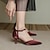 billige Sandaler til kvinner-Dame Høye hæler Ankel stropp hæler Arbeid Daglig Helfarge Liten hæl Spisstå Elegant minimalisme Polyester Ankel Stropp Svart Burgunder