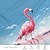 baratos Camisa havaiana masculina-Flamingo Férias Havaiana Estilo resort Homens Camisa Social Feriado Férias Praia Verão colar cubano Manga Curta Azul Rosa / Roxo Verde S M L Camisa